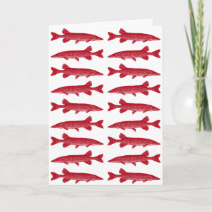Röd Muskie fisk Kort