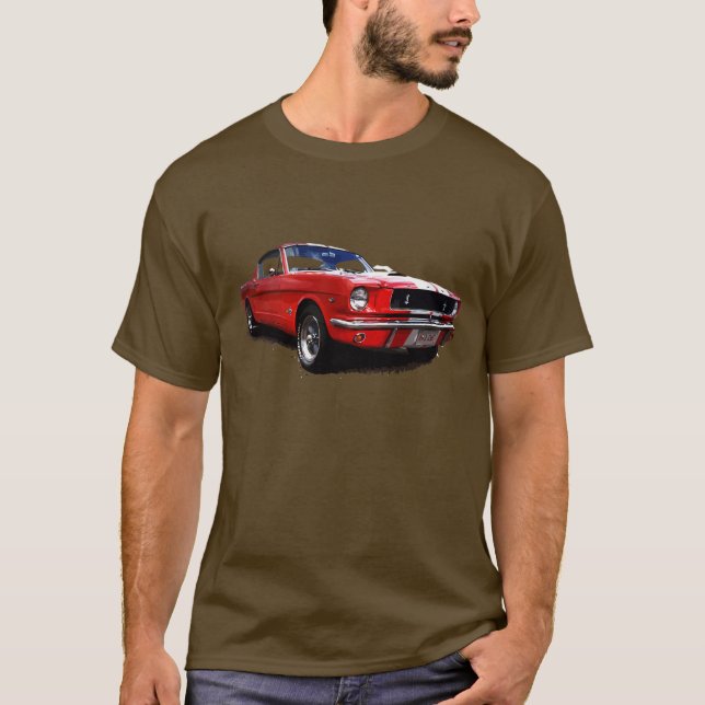 Röd MustangT-tröja Tee Shirt (Framsida)