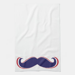 Röd mustasch -, vit och blått kökshandduk