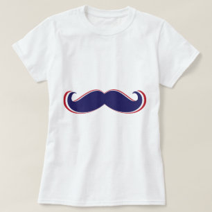 Röd mustasch -, vit och blått t shirt