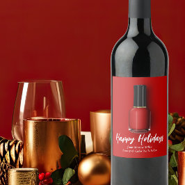Röd nagellack God jul Skräddarsydd skönhetssalong Vinflaska Etikett