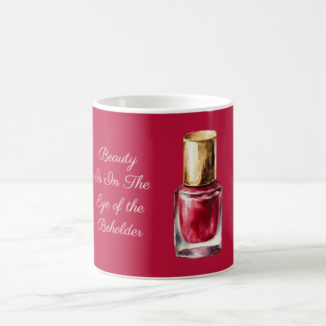 Röd nagellack Skönhet är citat Kaffemugg (Center)