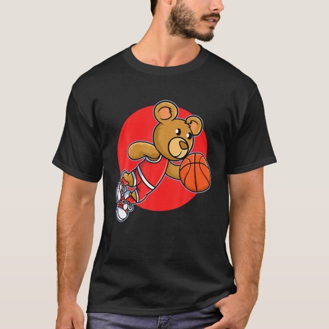 Röd Nalle spelar basketboll Sport | Manar Wome T Shirt (Framsida)