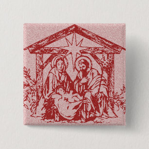 Röd Nativity Knapp