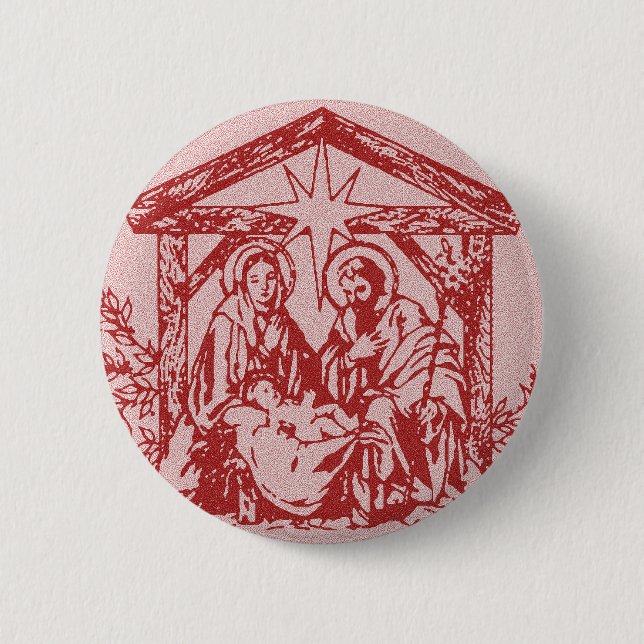 Röd Nativity Knapp (Framsida)