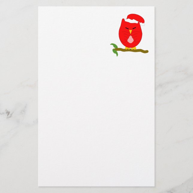 Röd Nattuggla Design Brevpapper (Framsida)