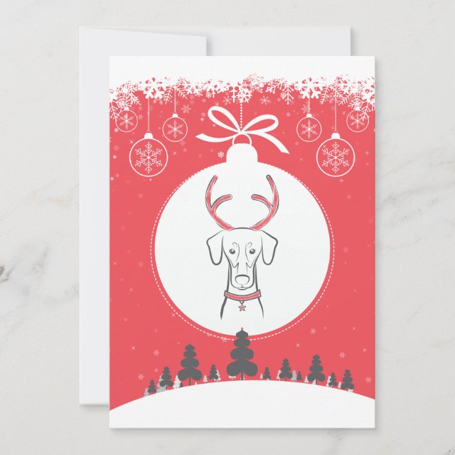 Röd naturlig Doberman för DTDR-helgdagkort Julkort (Framsida)