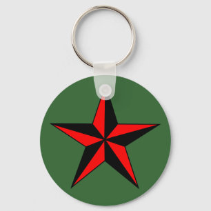 Röd nautisk stjärna Keychain Nyckelring