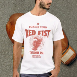 Röd näve boxningsklubb t shirt