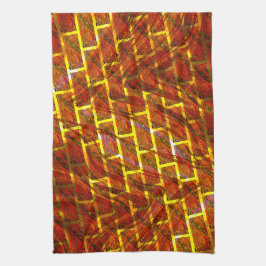 Röd nedfläckad, skrapad, stödraster i guld eller t kökshandduk