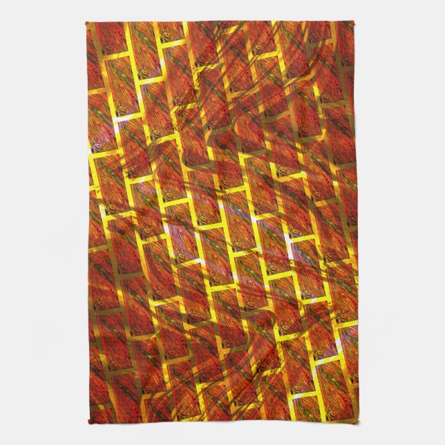 Röd nedfläckad, skrapad, stödraster i guld eller t kökshandduk (Vertikal)