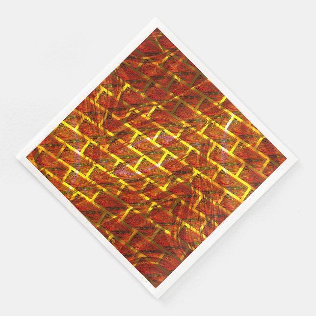 Röd nedfläckad, skrapad, stödraster i guld eller t pappersservett (Hörn)