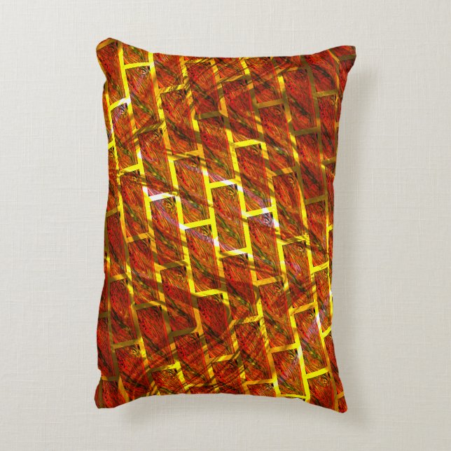 Röd nedfläckad, skrapad, stödraster i guld eller t prydnadskudde (Baksidan(Vertikal))