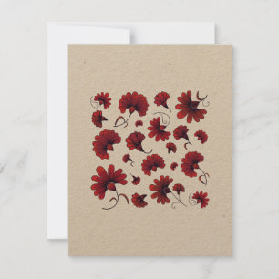 Röd nejlikfolk vektor mönster blomma tack kort