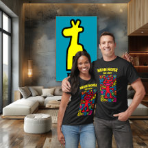 Röd Neon-Utomjording – Funky Pop Art Leende Karakt