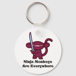 Röd Ninja apa med svärd Nyckelring