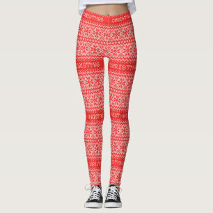 Röd nordisk jul för tröjasnöflingormönster leggings