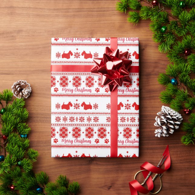 Röd nordisk skotsk terrier hund jul presentpapper (Julgåva)