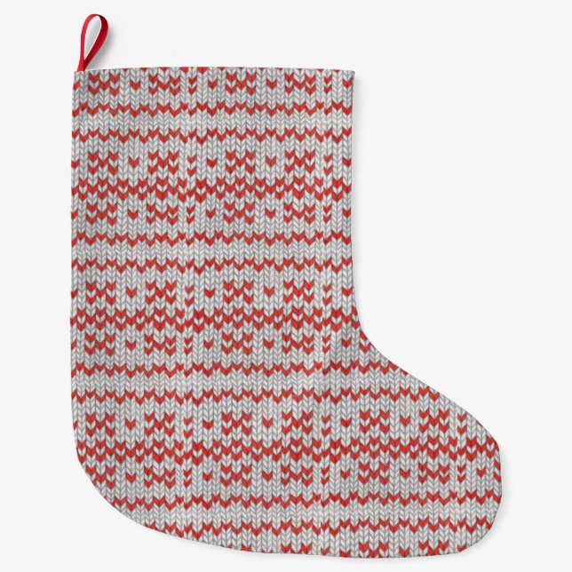 RÖD NORDISK STICKAD julstrumpa II (Framsidan)