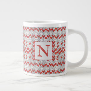RÖD NORDISK STICKAD Stor mugg + Initial Jumbo Mugg