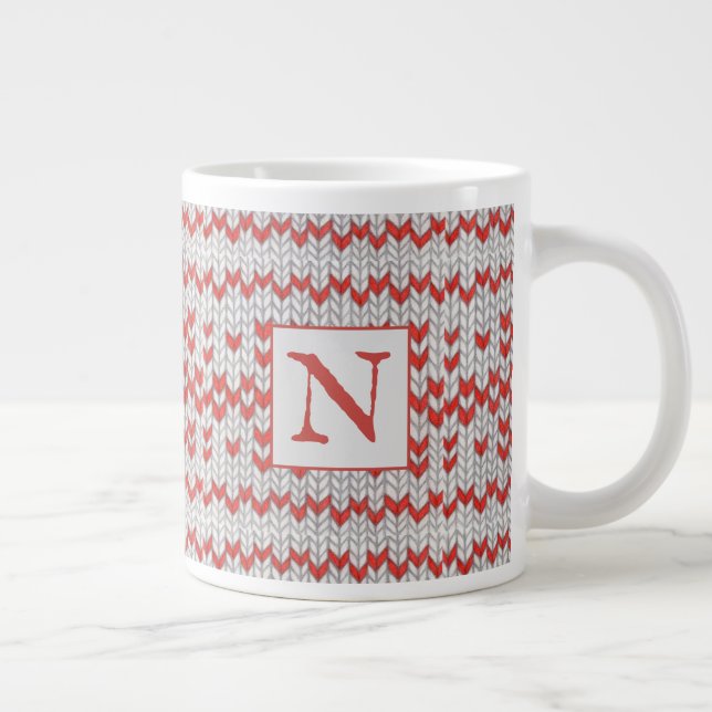 RÖD NORDISK STICKAD Stor mugg + Initial Jumbo Mugg (Höger)