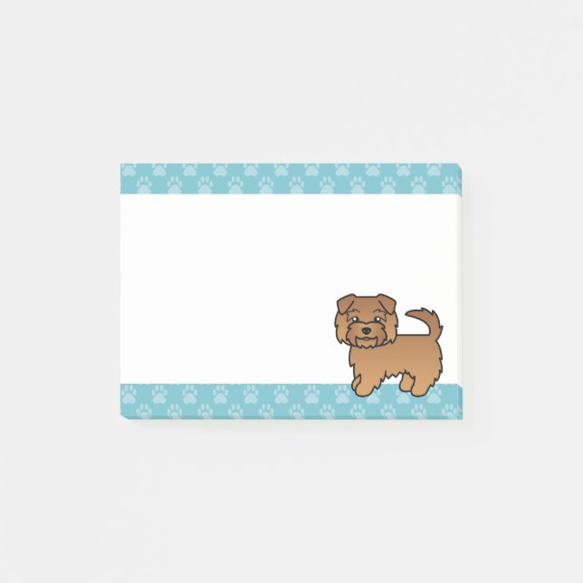 Röd Norfolk Terrier Söt Tecknad Hundillustration Post-it Block (Framsida)