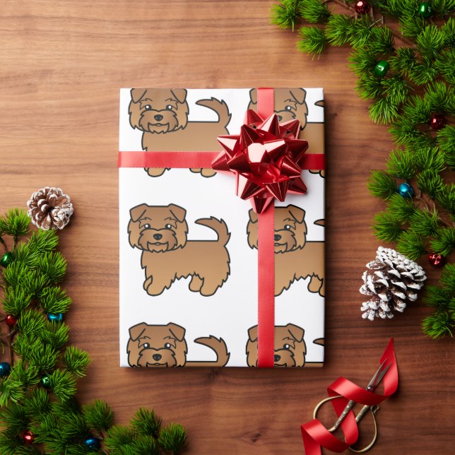 Röd Norfolk Terrier Tecknad Hund Mönster Presentpapper (Julgåva)