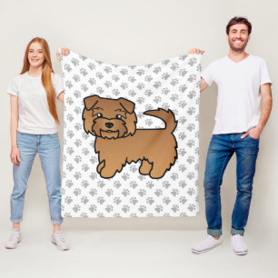 Röd Norfolk Terrier Tecknad Hund & Tassar Fleecefilt
