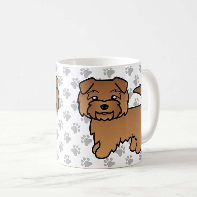 Röd Norfolk Terrier Tecknad Hund & Tassar Kaffemugg (Framsida höger)