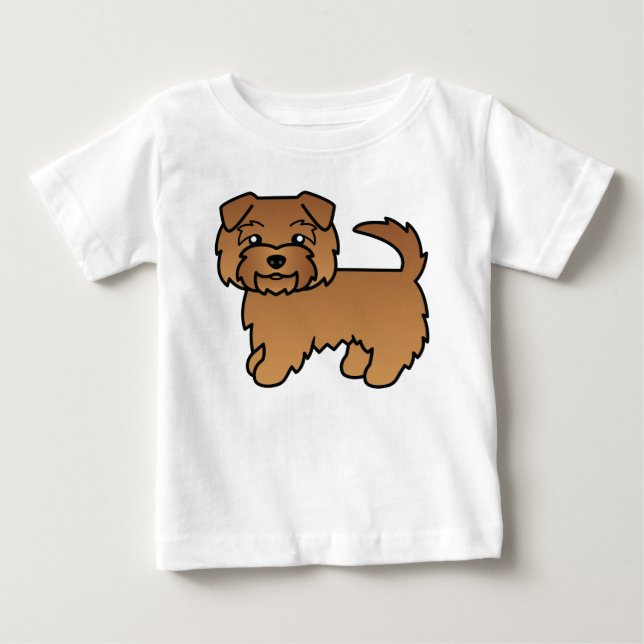 Röd Norfolk Terrier Tecknad Karikatyr Konst Tröja (Framsida)