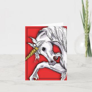 Röd notecard för Unicorn Kort
