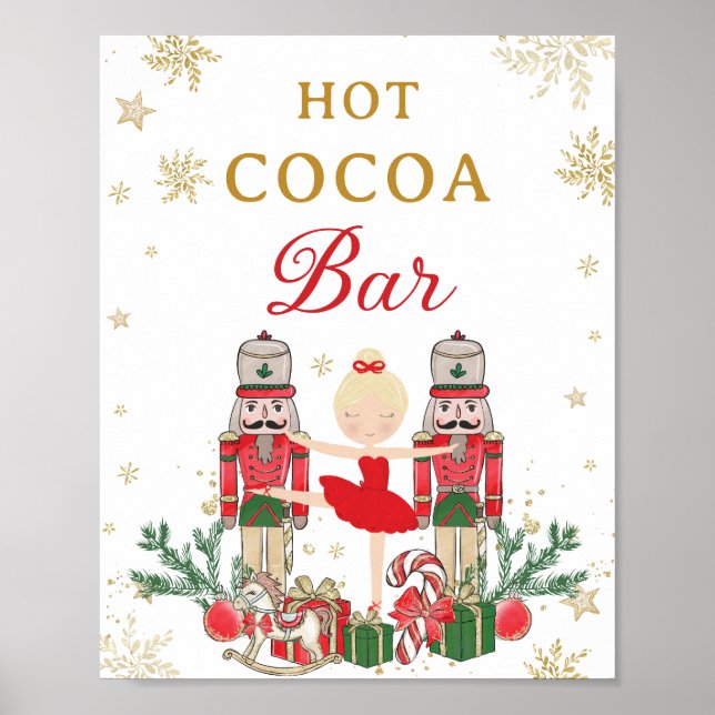 Röd nötknäckare vinter Onederland het kakao bar Poster (Framsidan)