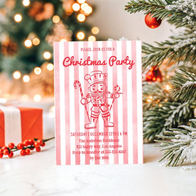Röd nötknäppare julfest inbjudningar (Skapare uppladdad)