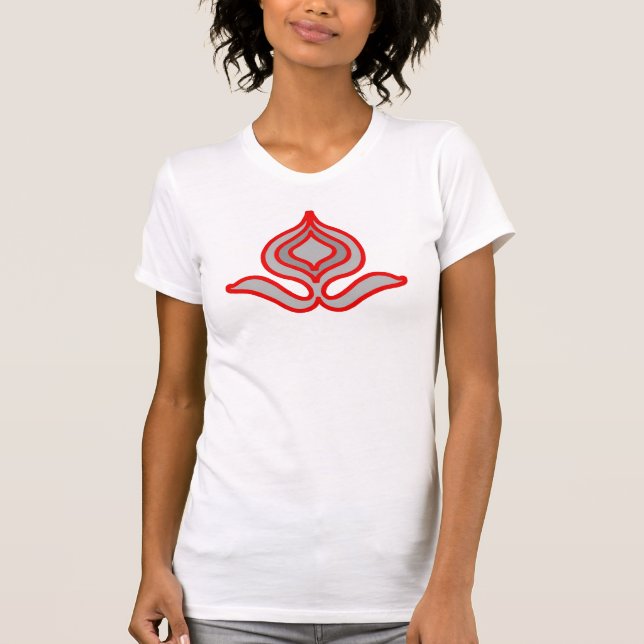 röd nouveaublomma och grå färg t-shirt (Framsida)