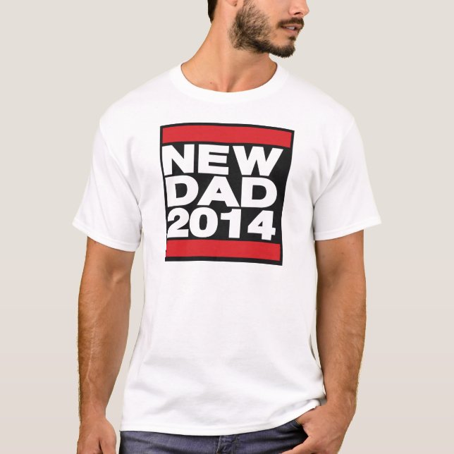 Röd ny pappa 2014 t-shirt (Framsida)