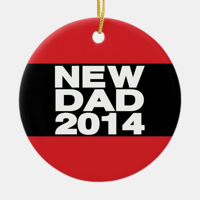 Röd ny pappa Lg 2014 Julgransprydnad Keramik (Framsidan)