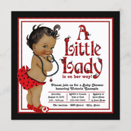 Röd nyckelpiga afroamerikansk flicka baby shower inbjudningar