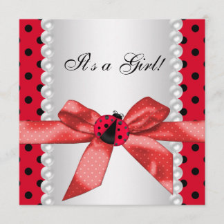 Röd Nyckelpiga Baby Shower Inbjudningar