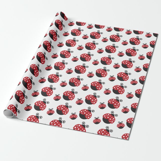 Röd nyckelpiga presentpapper (Utrullad)