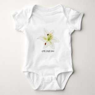 Röd nyckelpiga rosa liljeblomma anpassat namn barn t shirt