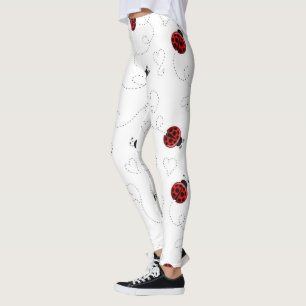 Röd Nyckelpiga Skalbaggar Insekt älskare Svarta Hj Leggings