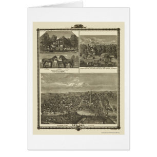 Röd Oak, panorama- karta för IA - 1875 Hälsningskort