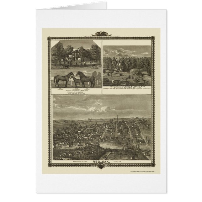 Röd Oak, panorama- karta för IA - 1875 Hälsningskort (Framsidan)