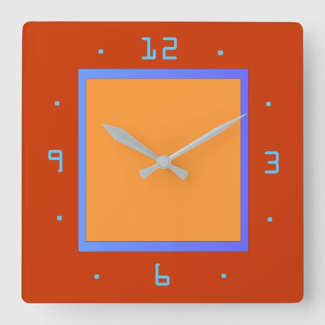 Röd och ägg-Gult med Blue Trim > Plain Clocks Fyrkantig Klocka (Framsida)