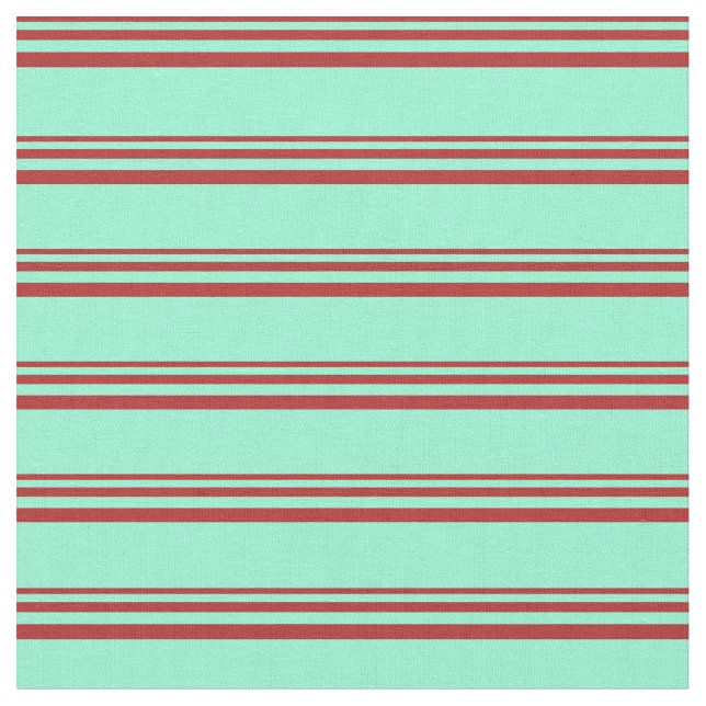 Röd och akvamarin-Färgad, lind/stripe Mönster Tyg (Närbild)