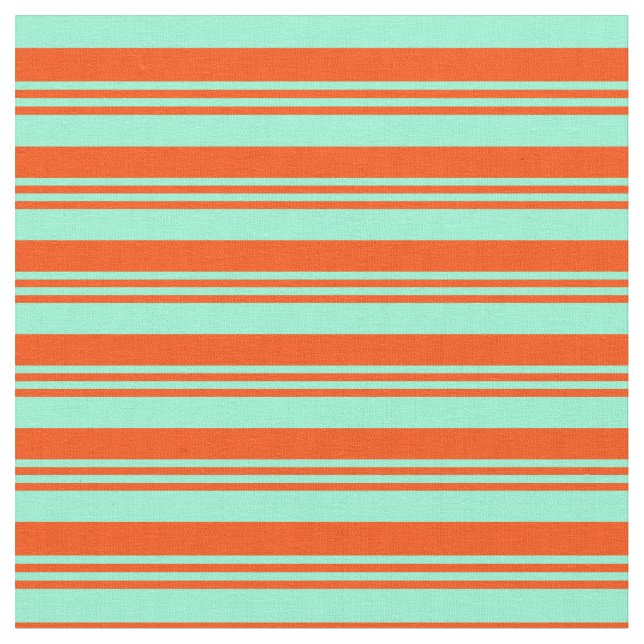 Röd och akvamarin-Färgad, lind/stripe Mönster Tyg (Närbild)