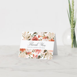 Röd och Benvit Blommigt Tack med Namn