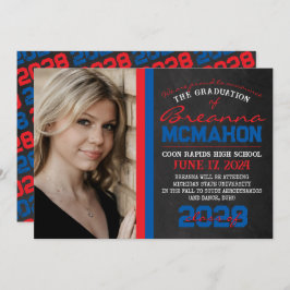 Röd och blå alkboard Studenten-meddelande Inbjudningar