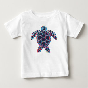 Röd och blå Anaglyph 3D Glitch Effect Sea Turtle T Shirt