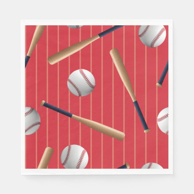 Röd och blå baseball-födelsedag pappersservett (Framsidan)